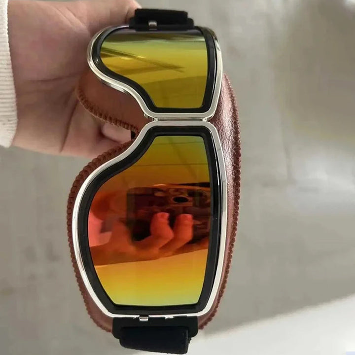 Vintage Motorradbrille für Damen & Herren, komfortabel & sicher für lange Touren auf dem Motorrad.