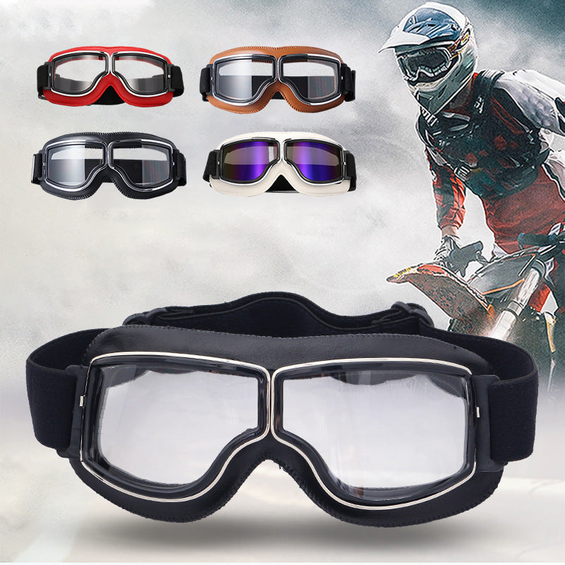 Klassische Pilotenbrille, Motorrad, unisex, ideal für Offroad & Straße, Retro-Stil für Fahrer.