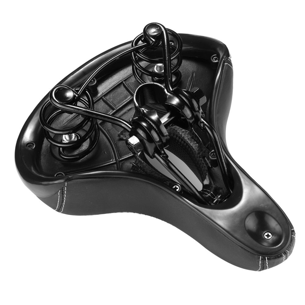 Weicher Fahrradsattel aus Leder, schwarz, unisex. Maximaler Komfort für Radfahren und langlebige Nutzung.