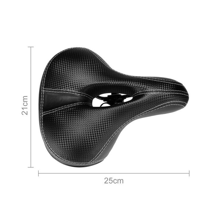 Schwarzer, ergonomischer Ledersattel für Fahrräder. Weich, stoßdämpfend und langlebig, für maximalen Komfort.