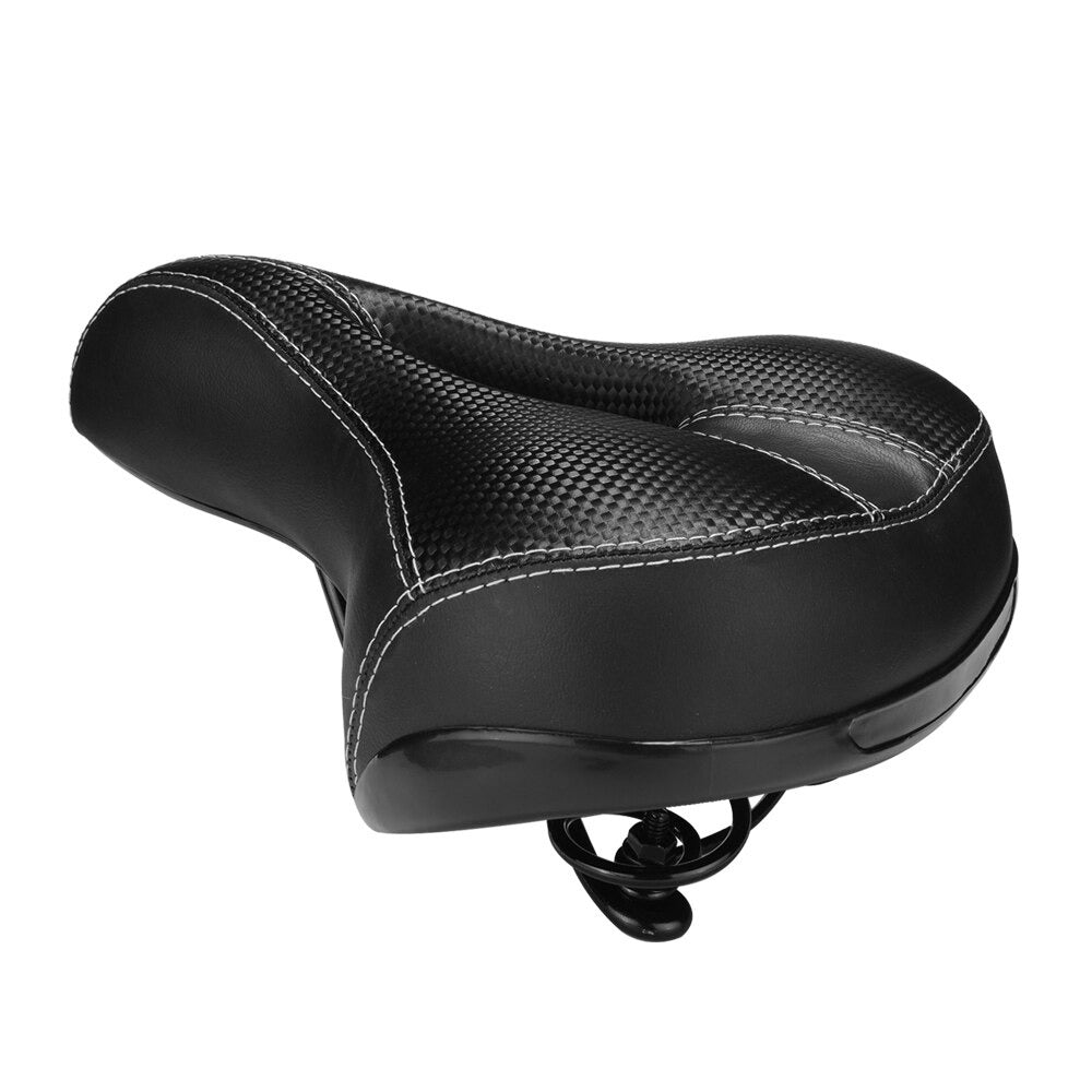Unisex Fahrradsattel aus weichem Leder, schwarz, bietet maximalen Fahrkomfort und ist stoßdämpfend.