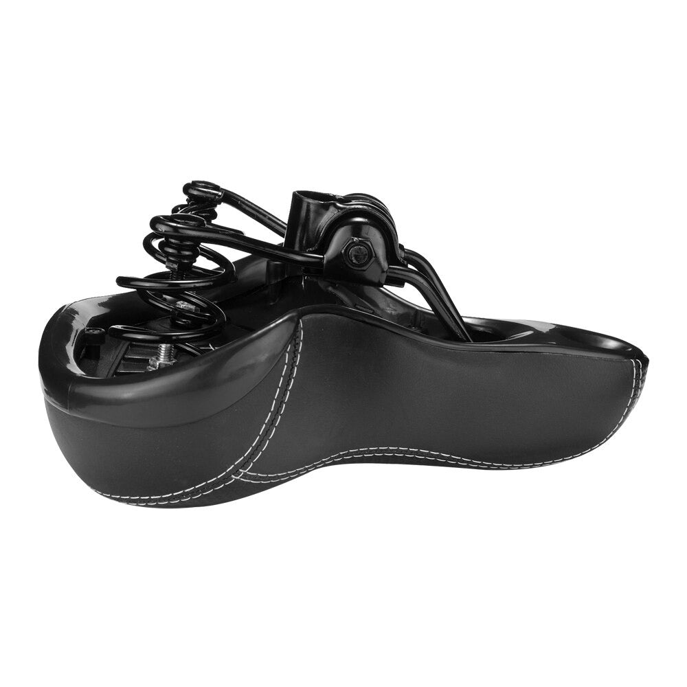 Komfortabler, stoßdämpfender Unisex Ledersattel in Schwarz. Ideal für lange Fahrten und jedes Fahrrad.