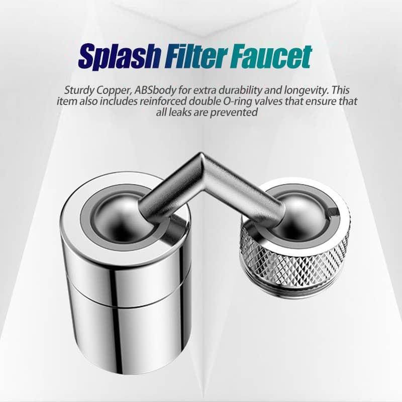 Spritzfreier Wasserhahn Aufsatz für Küchen- & Badarmaturen, 720° flexibel drehbar, verbessert Wasserfluss.