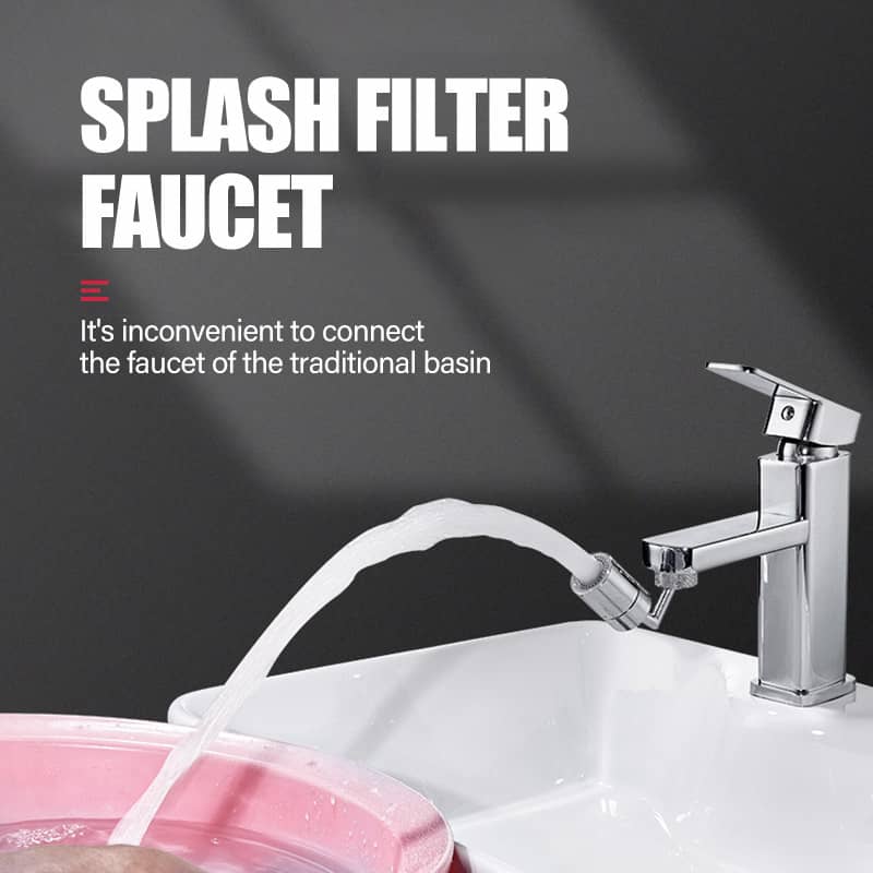 Komfortabler 720° drehbarer Wasserhahn-Aufsatz, spritzfrei Händewaschen in Küche & Bad, pflegeleicht.