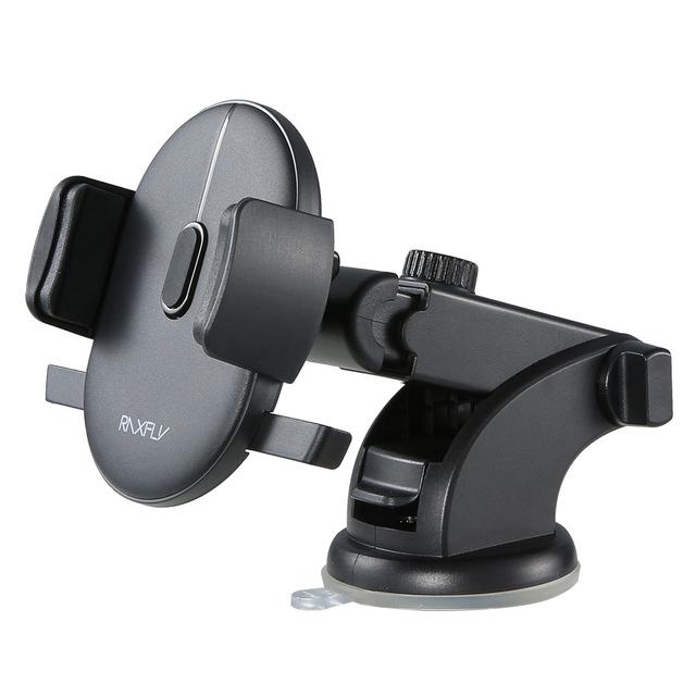 Universeller Handyhalter mit flexiblem Arm und Saugnapf für sichere Befestigung im Auto oder am Schreibtisch.
