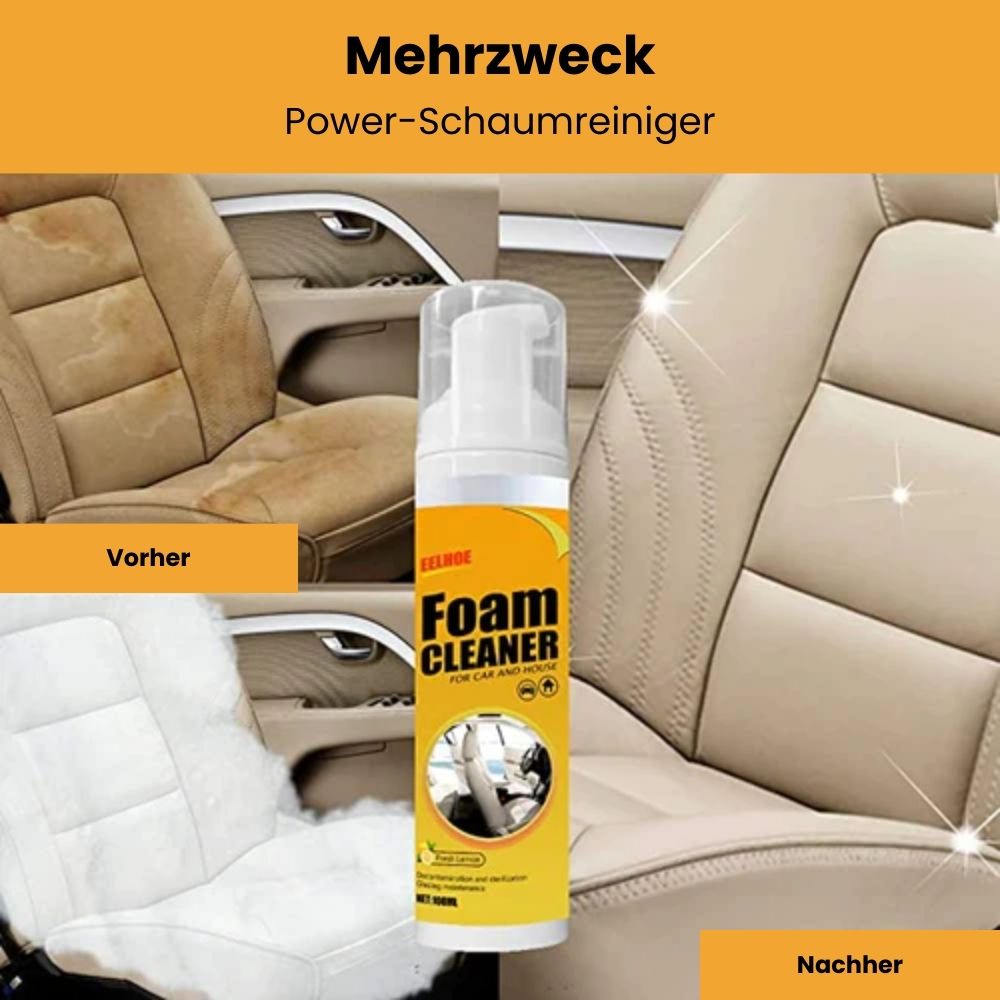 Streifenfreier Universalreiniger Schaumspray für rückstandslose Tiefenreinigung von Oberflächen, Möbeln & Autoinnenräumen.