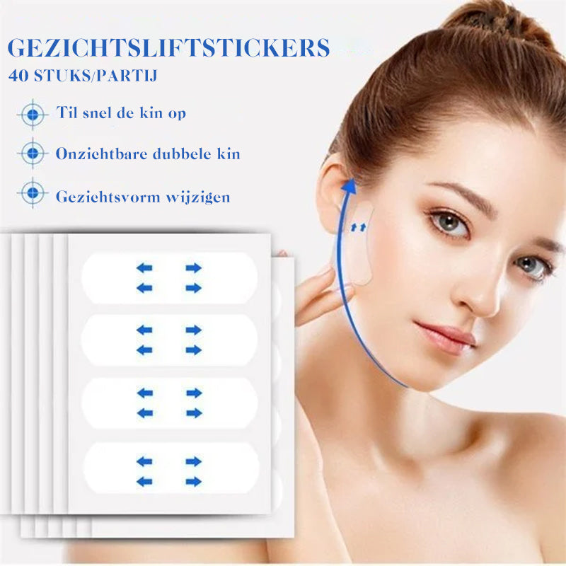 Sichtbare Hautstraffung und Faltenreduzierung mit dem unsichtbaren Facelifting-Tape für ein V-Form-Gesicht.