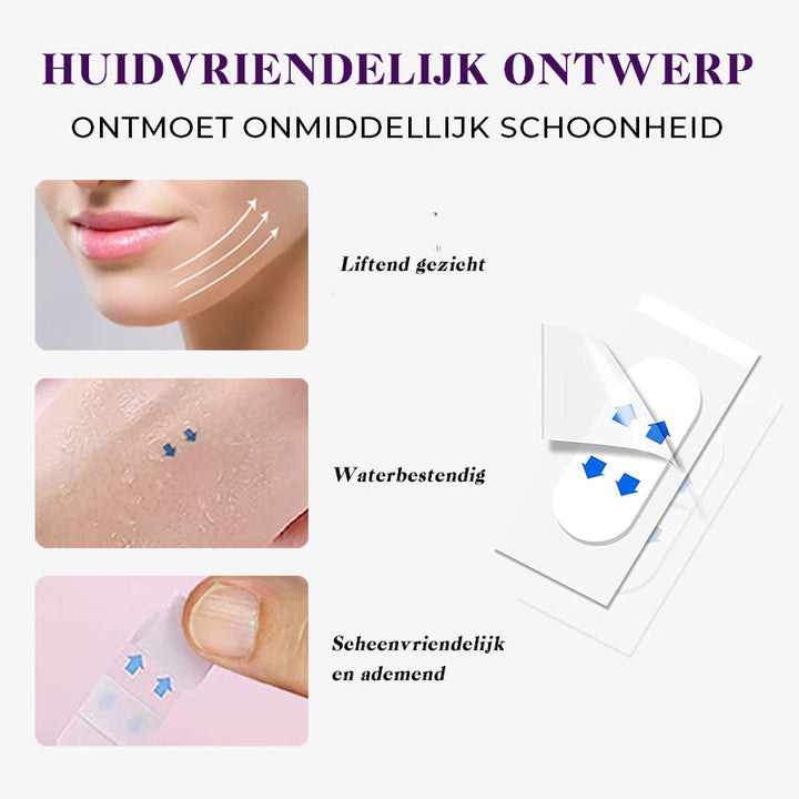 Professionelles Facelifting-Tape für Straffung von Stirn, Augenpartie und Kinnlinie. Sofortiger Effekt.