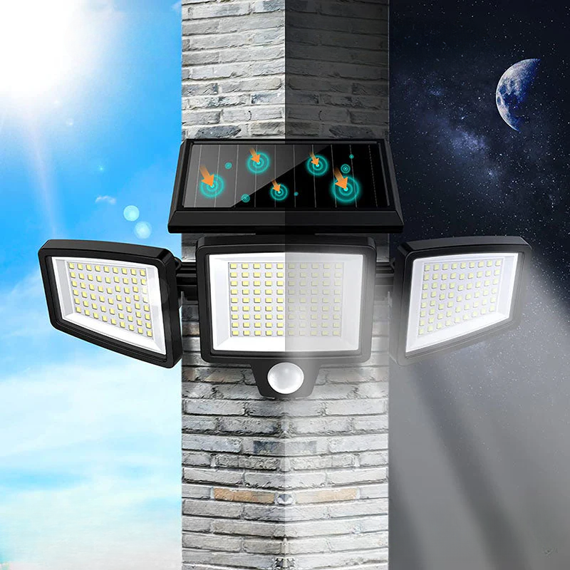 Energieeffiziente Solar LED Außenleuchte mit Bewegungsmelder, ideal für Garten und Eingangsbereiche.