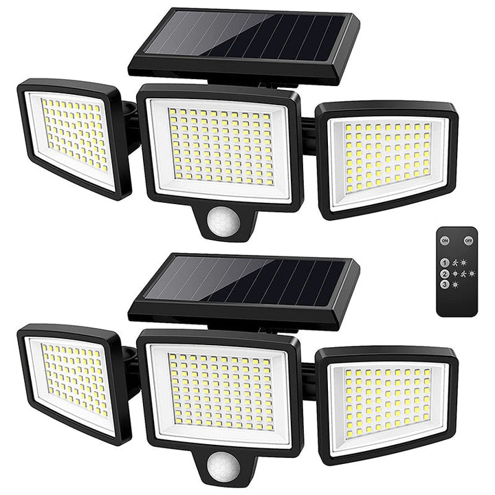 Solar LED Strahler mit Bewegungssensor, wetterfest, für erhöhte Sicherheit in Garten und Hof.