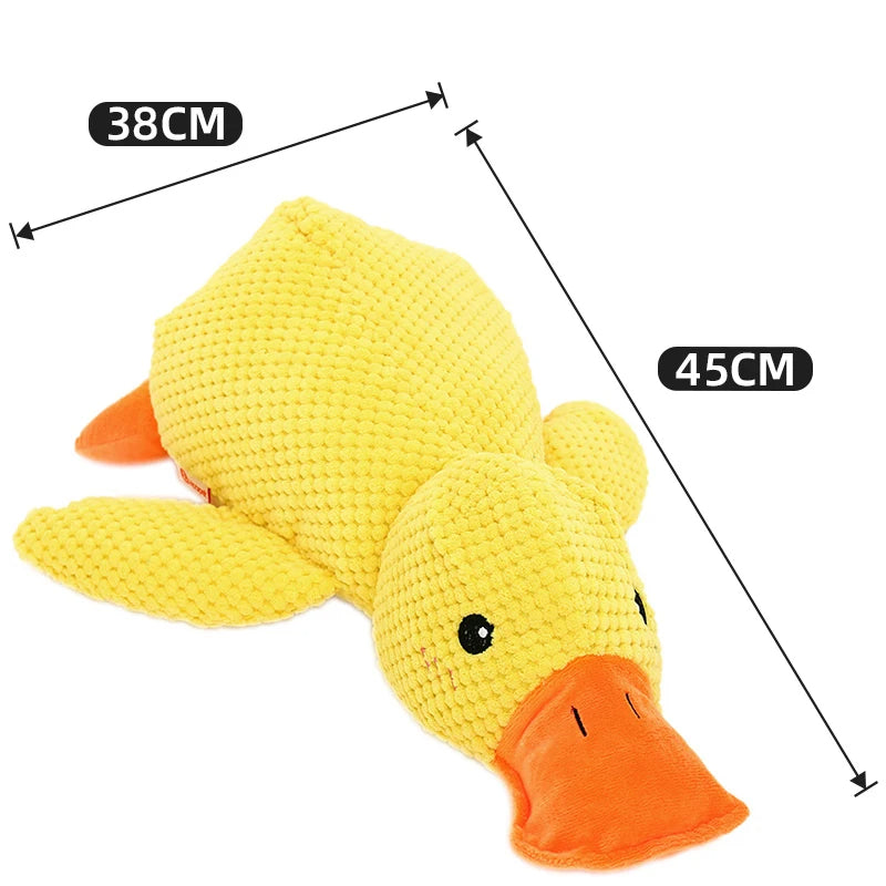Lebhaftes Anti-Stress Plüschtier Ente in Gelb-Grün. Perfektes Kauspielzeug für Hunde, um Stress abzubauen und zu entspannen.