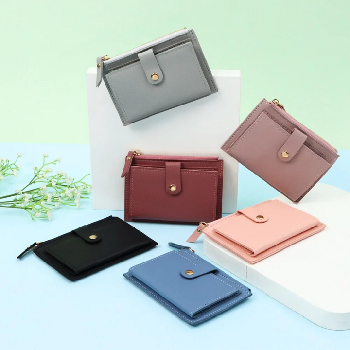 Kompakte Geldbörse für Unisex, mit elegantem Verschluss, perfekt für Minimalisten.
