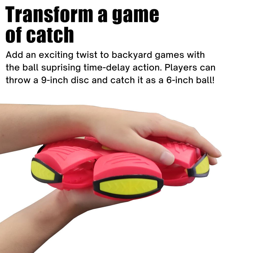 Deformierbarer UFO Wurfball mit LED-Licht, verwandelt sich von Ball zu Frisbee für aktives Spielen.