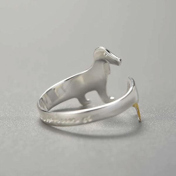 Stilvoller 925 Silber Dackel Ring, verstellbar, eleganter Hundeschmuck für Damen als zeitloses Accessoire.