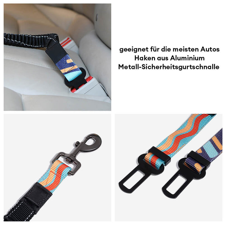 Hunde-Autosicherheitsgurt mit Pufferfunktion für maximalen Komfort und Sicherheit bei jeder Fahrt.