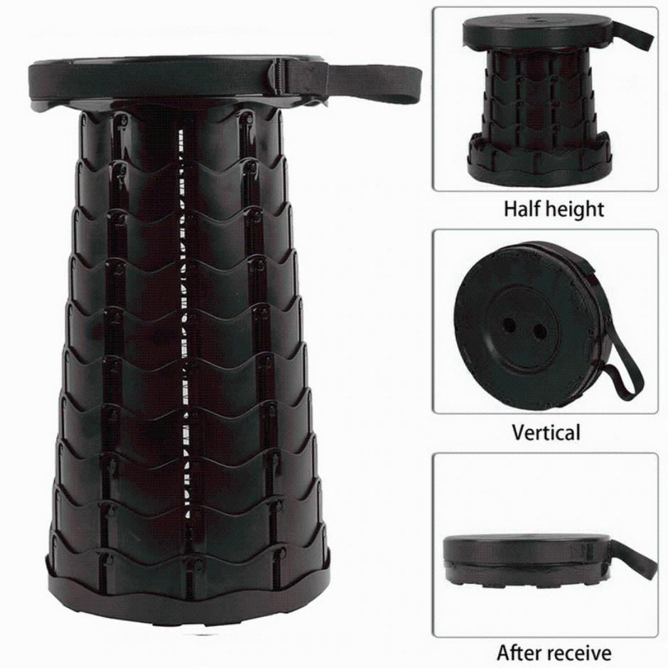 Verstellbarer Falthocker, stabil & kompakt, perfekt für Outdoor-Abenteuer.