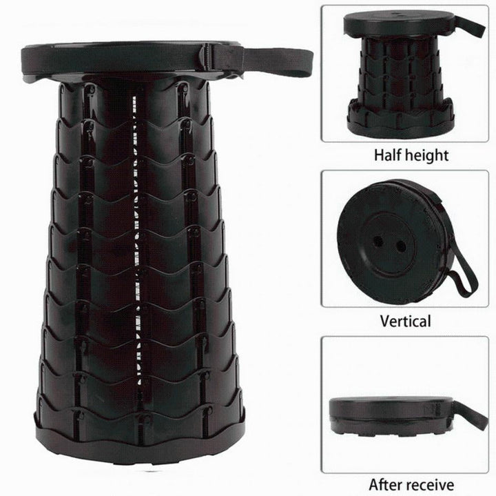 Verstellbarer Falthocker, stabil & kompakt, perfekt für Outdoor-Abenteuer.