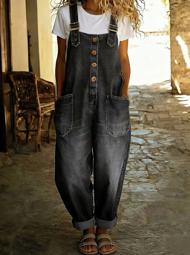 Lange Damen-Latzhose, ein praktischer Overall für Freizeit. Verstellbar & bequem für spielerische Looks das ganze Jahr.