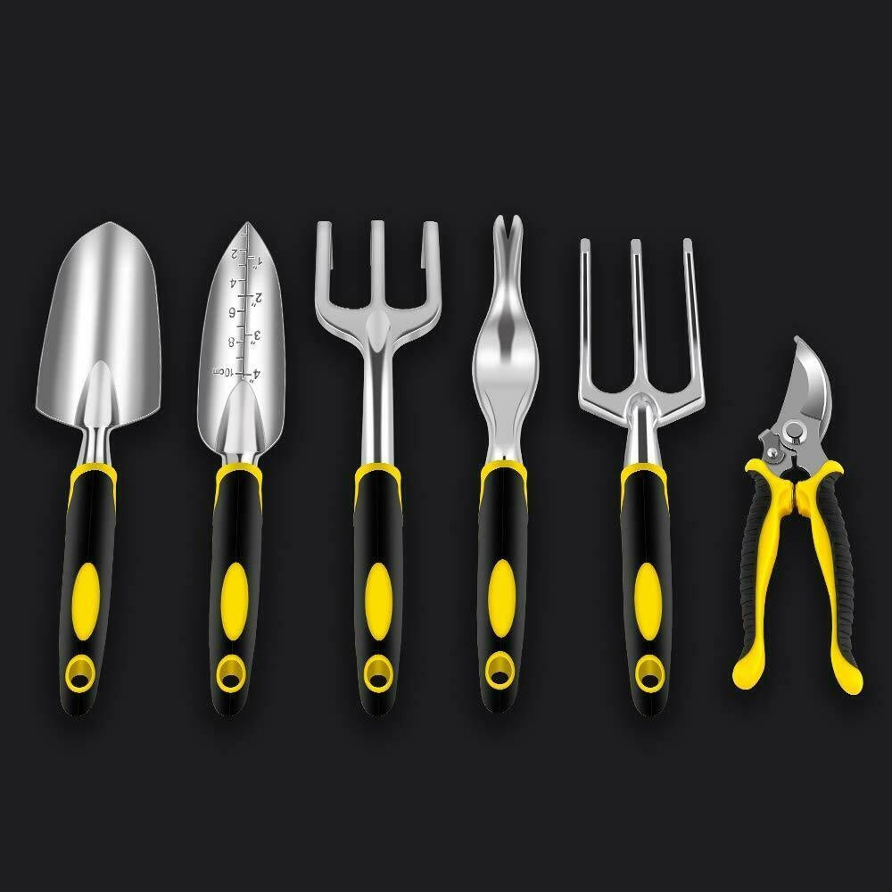 Vielseitiges 6-teiliges Gartenwerkzeugset aus Aluminium mit ergonomischen Griffen für effiziente Gartenarbeit.