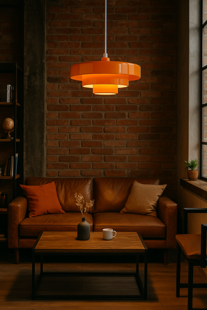 Retro Design Pendelleuchte mit energieeffizienter LED Beleuchtung, ideal für Vintage-Ambiente.