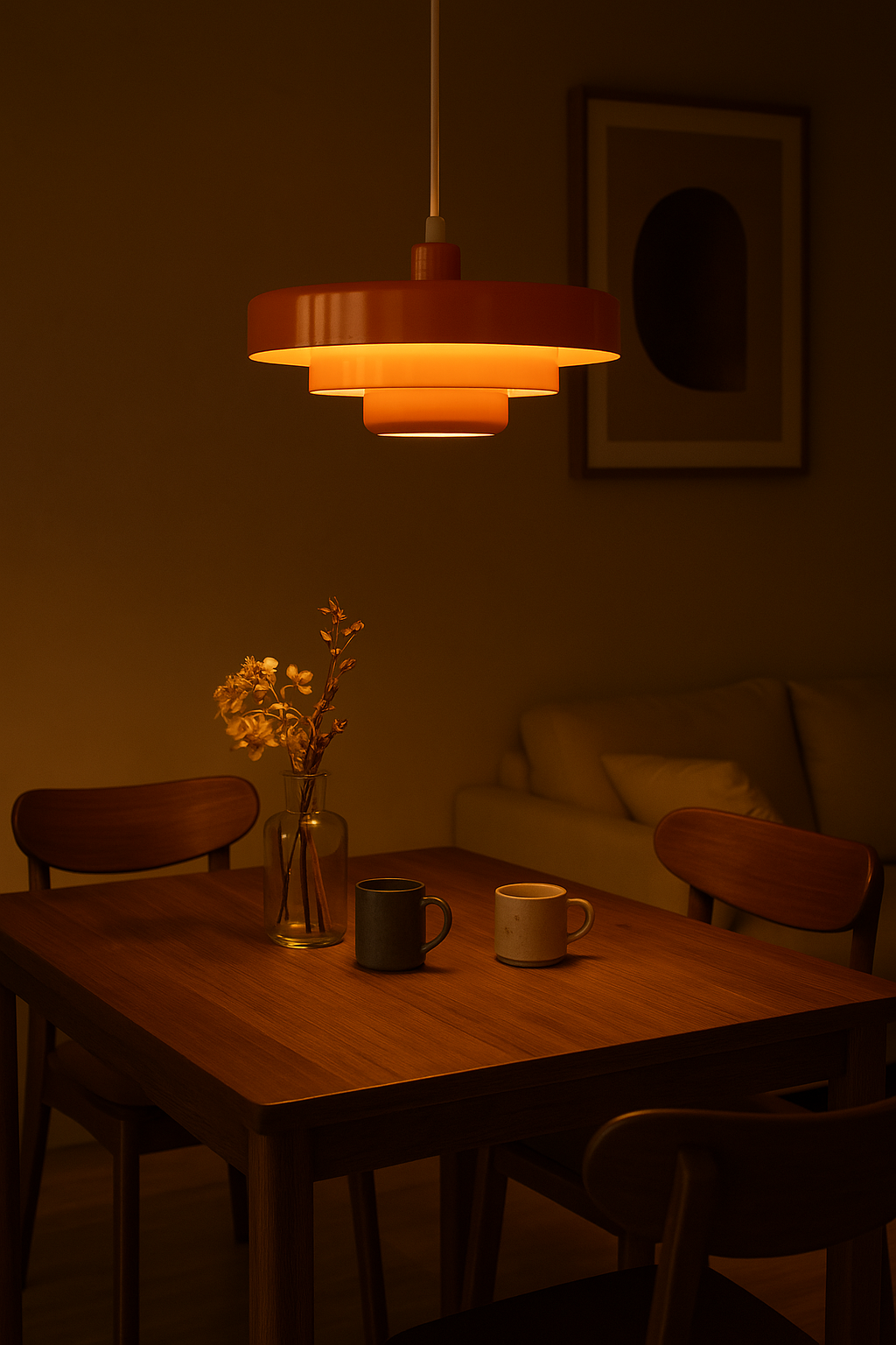 Farbige Vintage LED Hängeleuchte. Schafft warmes, energieeffizientes Licht im Retro Look.