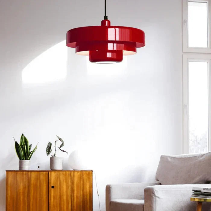 Seitenansicht der Vintage LED Hängeleuchte TimelessGlow; elegante Deckenlampe im Retro-Look.