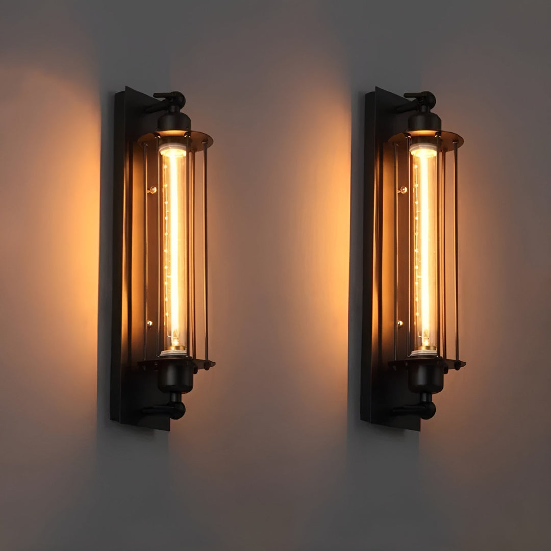 Vintage LED Wandleuchte aus Metall, stilvolle Retro-Beleuchtung für Wohnzimmer oder Flur, zur Wandmontage.
