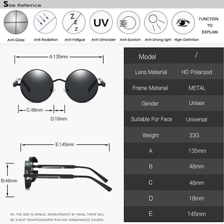 Runde Mode-Sonnenbrille für Damen & Herren. UV400-Schutz im Vintage-Stil für den Sommer.
