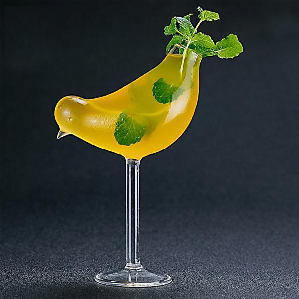 Vogel-Cocktailglas aus Borosilikatglas, einzigartiges Design für besondere Getränke und Ihre Hausbar.
