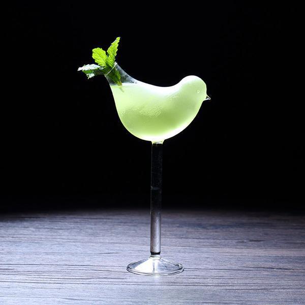 Transparentes Vogel-Cocktailglas, ein echter Blickfang für Ihre Hausbar und Partyzubehör.