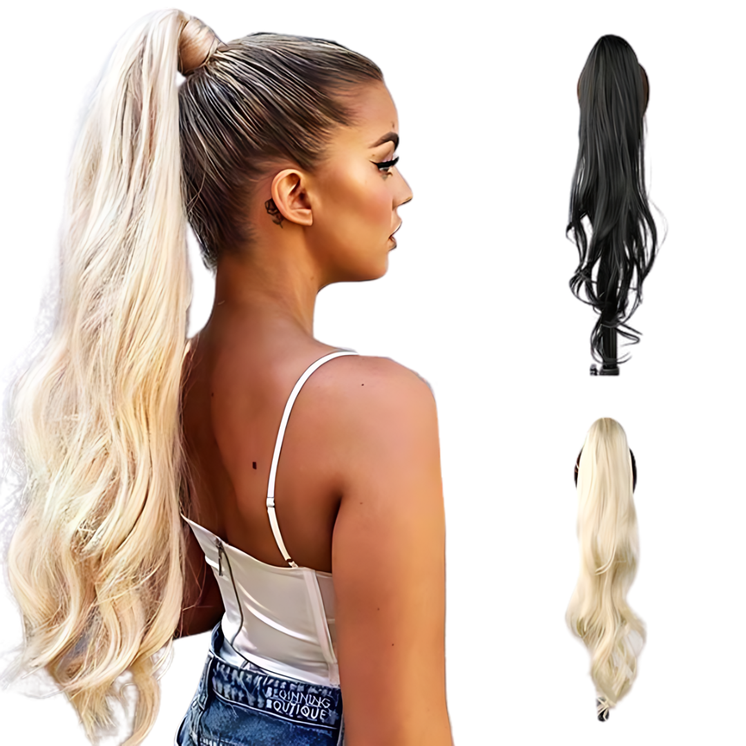 Voluminöser Pferdeschwanz Haarteil für Damen. Einfache Haarverlängerung für natürlichen Look.