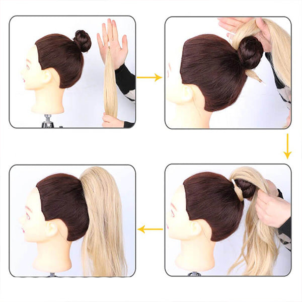 Haarverlängerung für Damen: Voluminöser Pferdeschwanz Haarteil. Natürlicher Look, einfach anzubringen.
