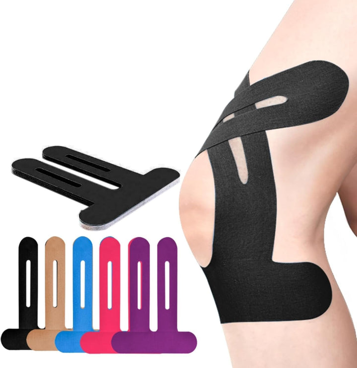 Vorgeschnittenes Knie-Kinesio-Tape für Sport; atmungsaktiv, elastisch, unterstützt Muskeln & Gelenke beim Training.