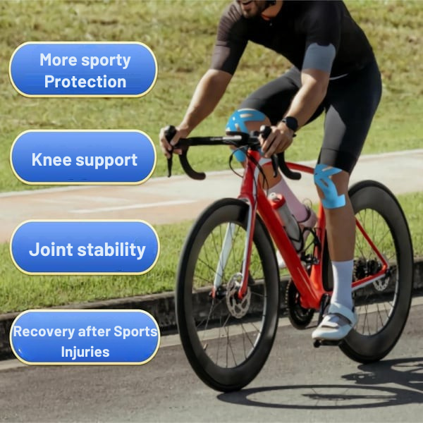 Packung mit vorgeschnittenem Knie-Kinesio-Tape; vielseitig für Sport, Fitness, Physiotherapie & Gelenkschutz.