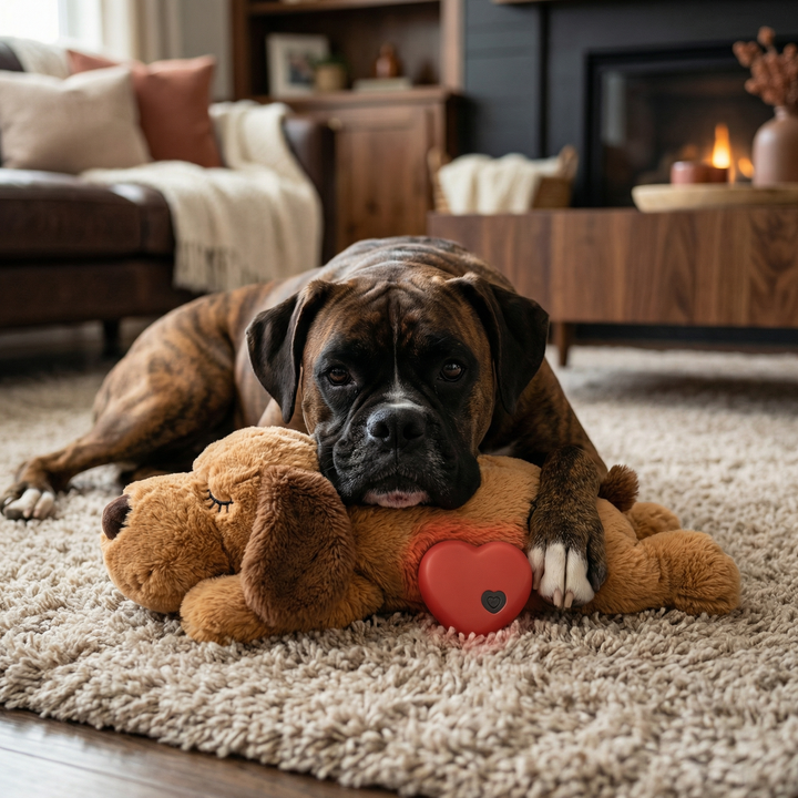 Beruhigendes Herzschlag-Kuscheltier für Hunde & Welpen. Lindert Angst und Stress, fördert Ruhe und Geborgenheit.