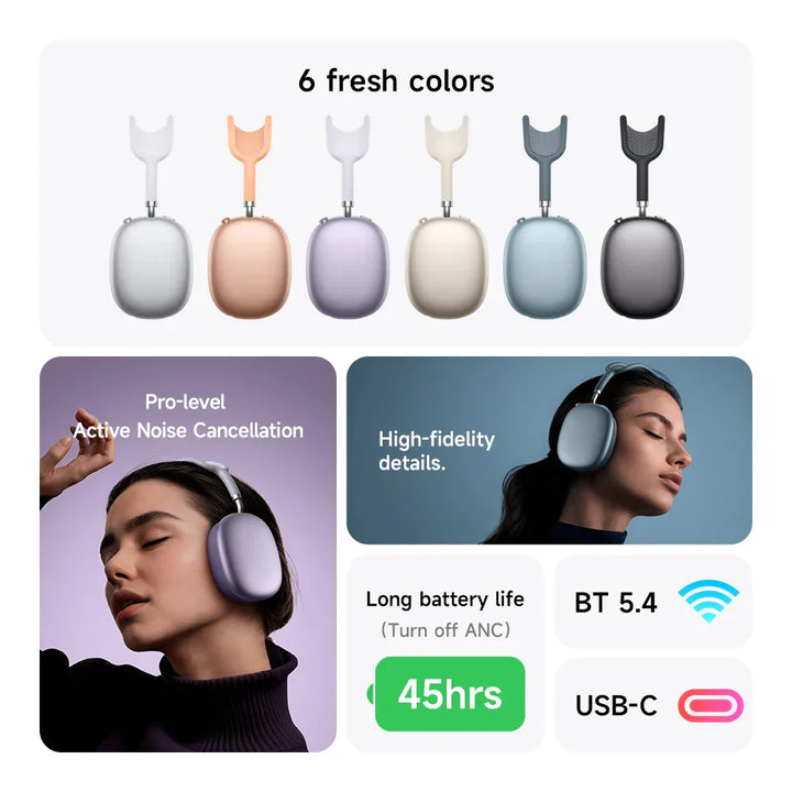 Bluetooth W65 Plus Over-Ear Kopfhörer mit extra langer Akkulaufzeit, ideal für Reisen und lange Sessions.