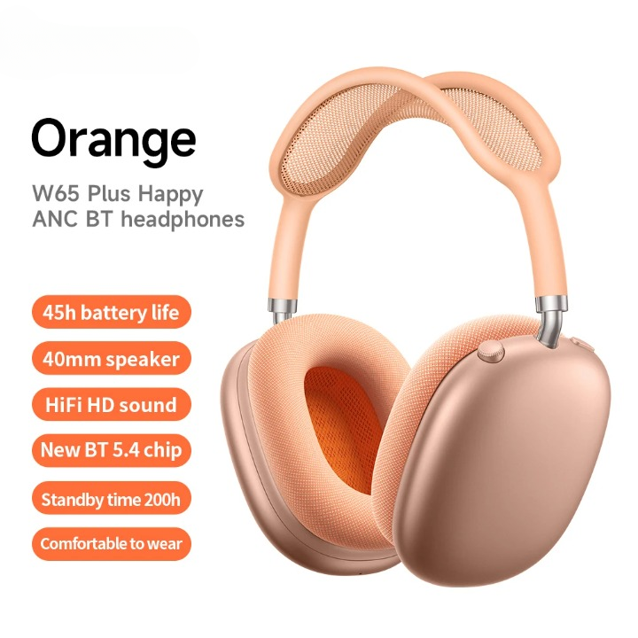 Eleganter W65 Plus Over-Ear Kopfhörer (Bluetooth, ANC) von der Seite, Fokus auf modernes Design und Komfort.