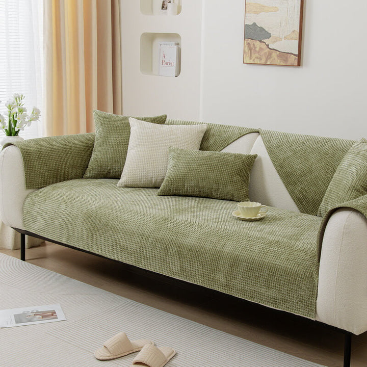 Waffel-Chenille-Couchbezug für luxuriösen Sofaschutz. Weich, rutschfest & dekorativ fürs Wohnzimmer.