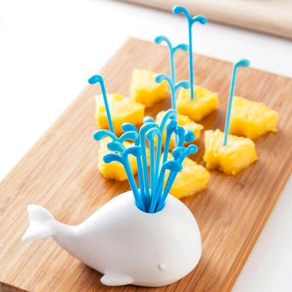 Wiederverwendbare Beluga Wal Party-Picks für Snacks. Charmantes Wal-Party-Küchenaccessoire und Geschenkidee.