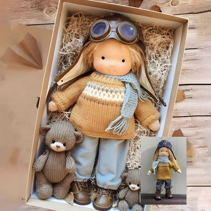 Authentische Waldorfpuppe, nachhaltiges Kinderspielzeug aus reinen Naturmaterialien, für stundenlangen Spielspaß.