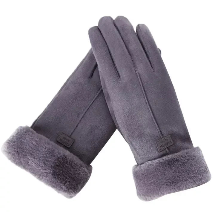 Kuschelige Damenhandschuhe für kalte Wintertage, mit smarter Touchscreen-Bedienung.
