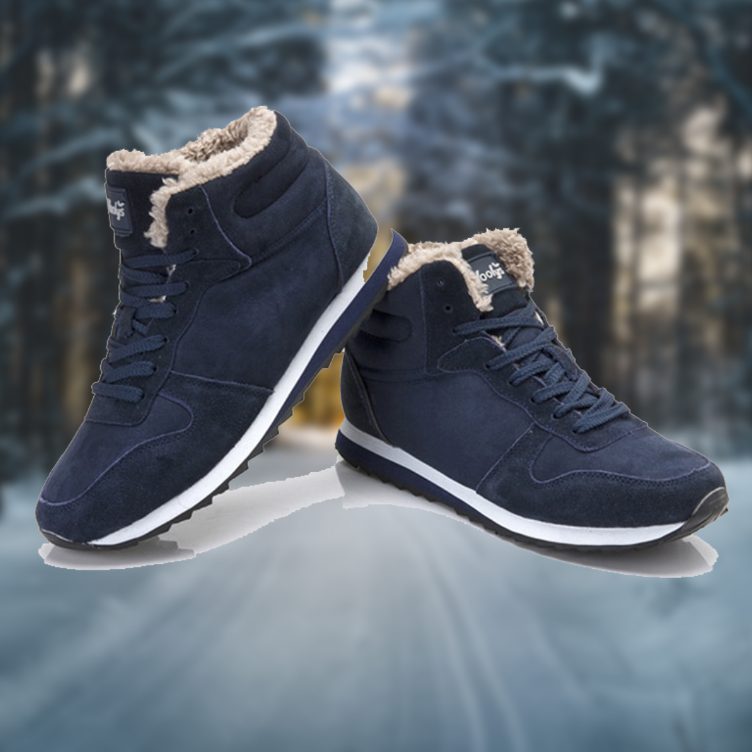 Herren Winterstiefel in Schwarz, warm gefüttert und mit rutschfester Profilsohle.