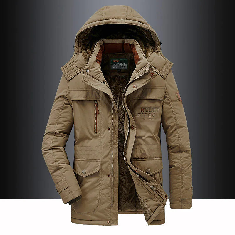 Herren Isolier-Mantel, warm und robust. Moderne Outdoorjacke für Freizeit und kalte Wetterbedingungen.