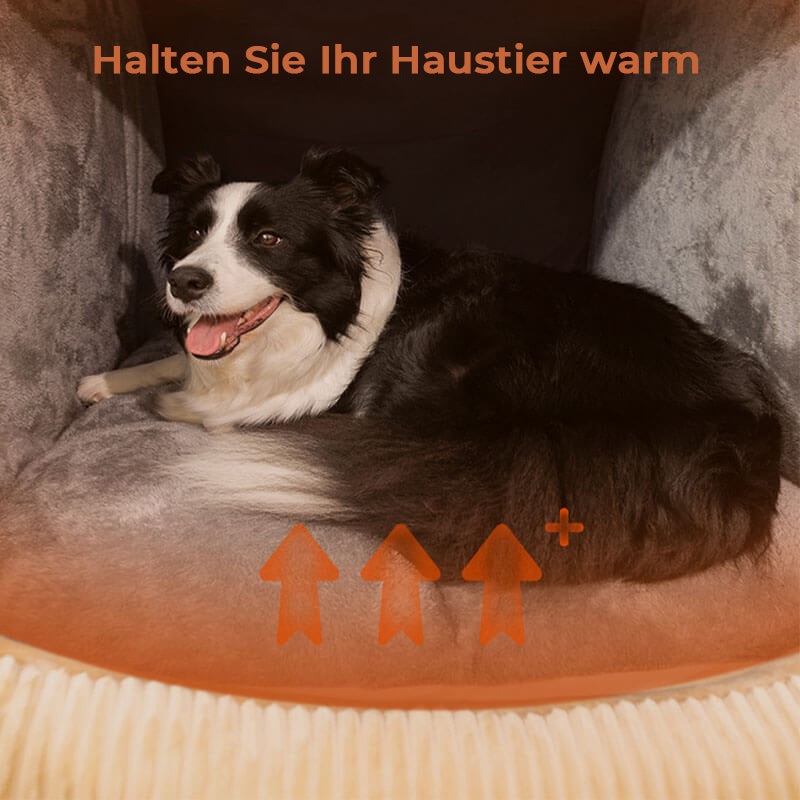 Gemütliches Hundebett aus Flanell, halbgeschlossen. Perfekt für große Hunde, waschbar & komfortabel.