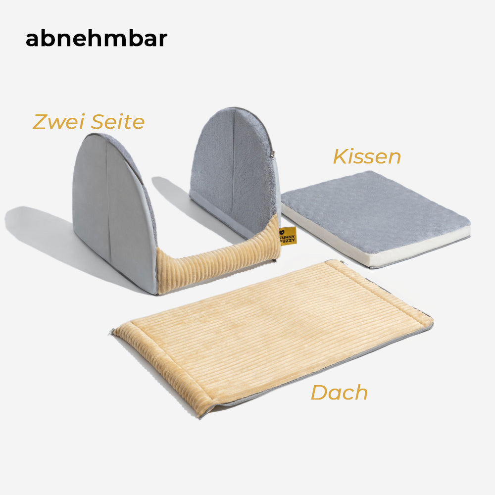 Flanell Hundezeltbett in Khaki für große Rassen. Kuschelig, abnehmbar & kuschelig warm.