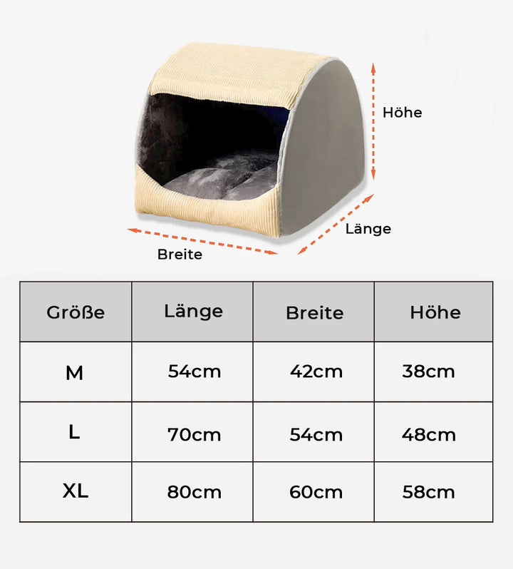 Abnehmbares Flanell Hundezeltbett für große Hunde. Ein gemütliches Winterbett in Grau.