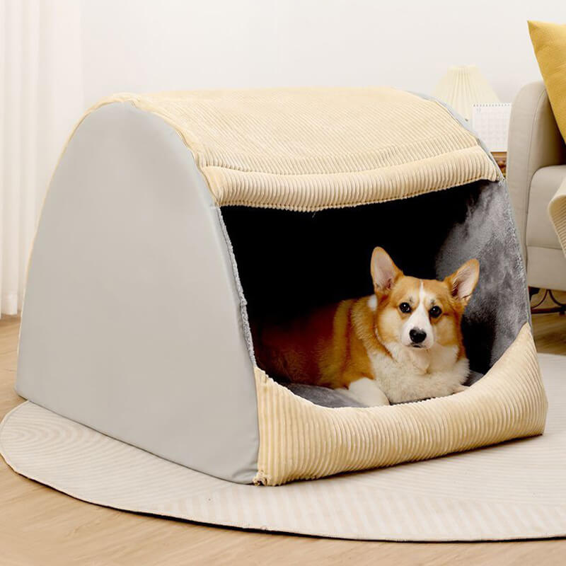 Kuscheliges Hundezeltbett aus weichem Flanell, ideal für große Hunde. Leicht zu reinigen & warm.