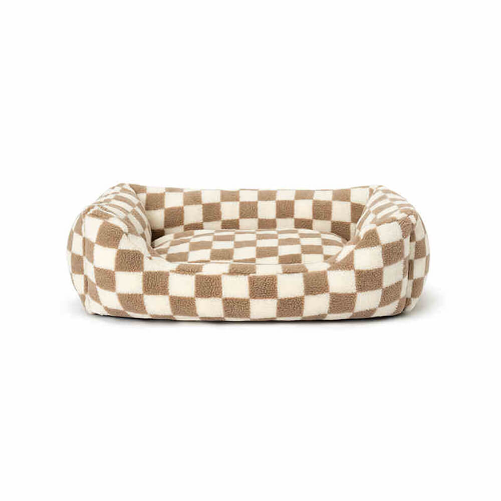 Vielseitiges, waschbares Haustierbett im Schachbrettmuster, perfekt als Sofabett für Hunde.