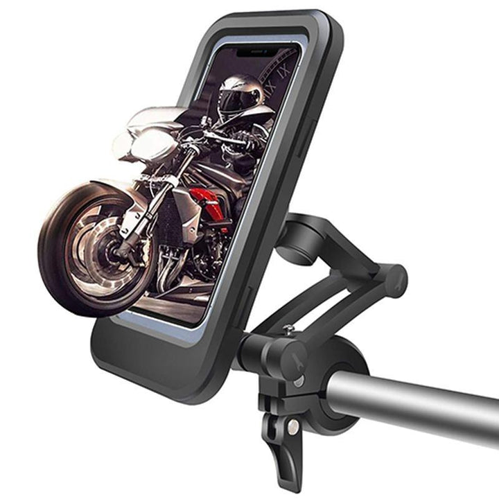 Universal Fahrradhalterung mit Powerbank, USB-Lader und wasserdichter Handyhalterung, schwarz.