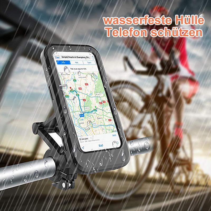Einfach montierbare, wasserdichte Fahrradhalterung mit Powerbank & Ladegerät für Smartphones, schwarz.
